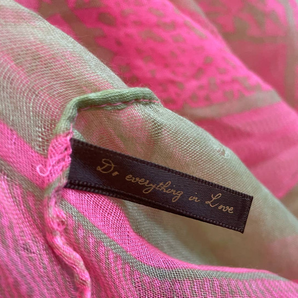 Do everything in Love Tan Neon Pink light weight Infinity Scarf - Picture 9 of 11